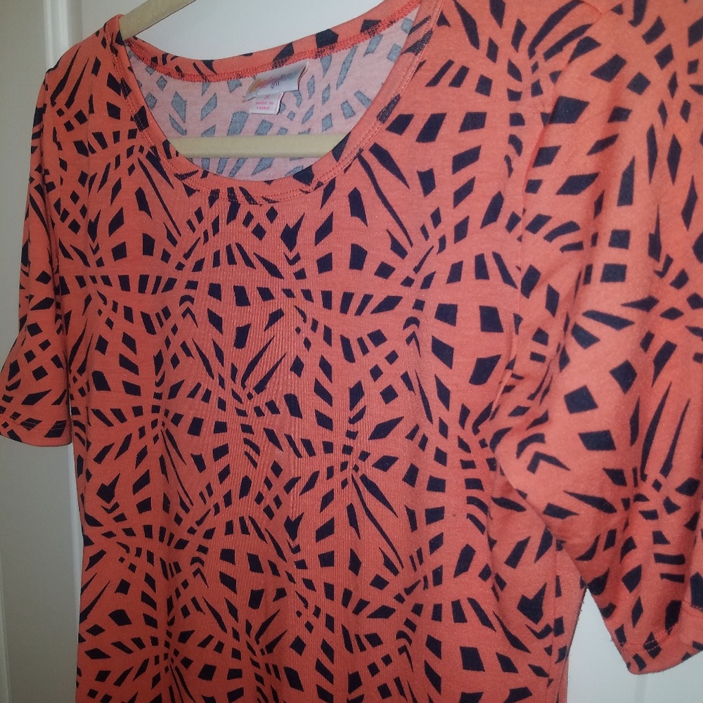 Sheath Lularoe orange and navy pattern